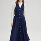 Completo gilet e gonna midi blu navy