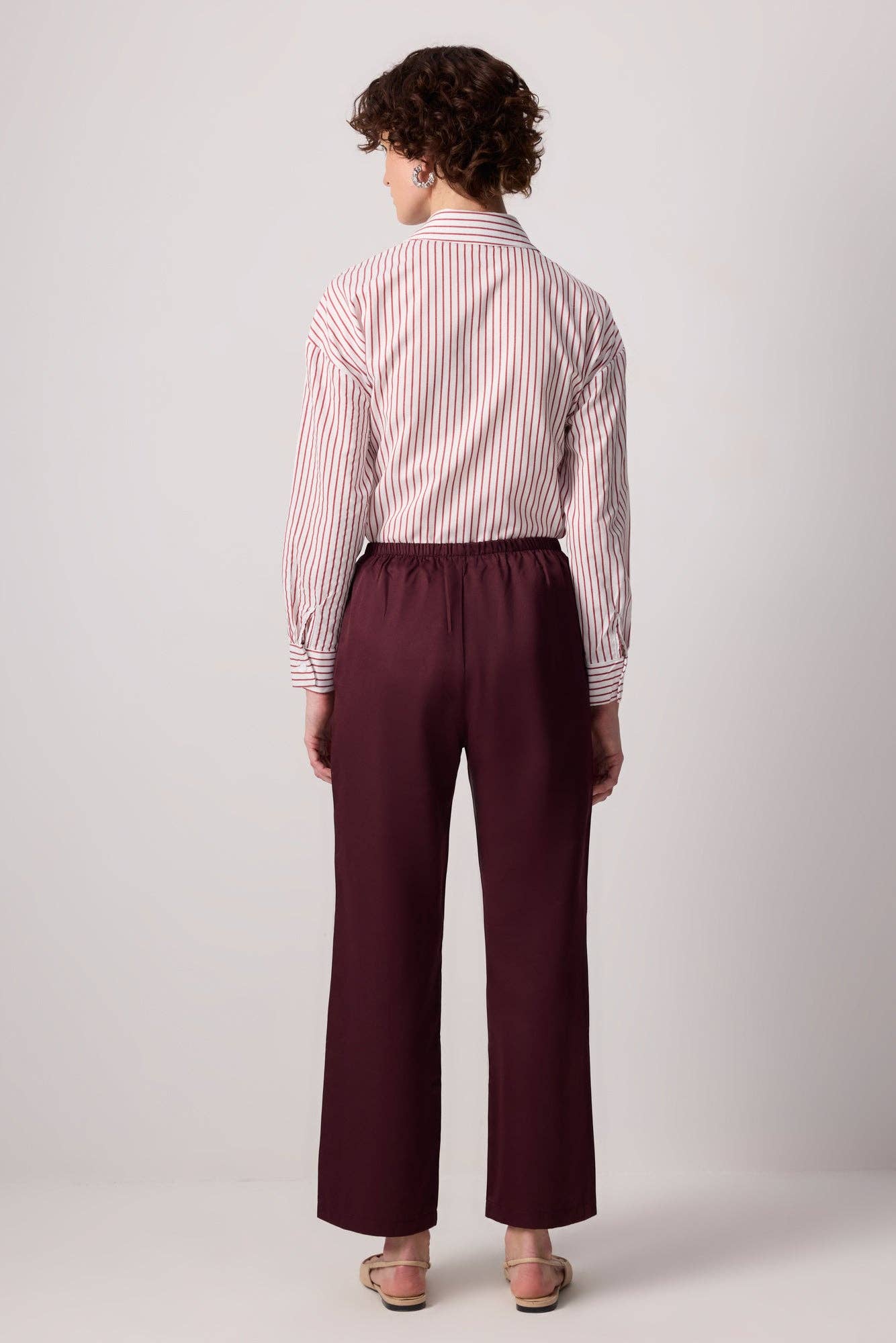 Pantaloni palazzo a gamba larga con vita elasticizzata