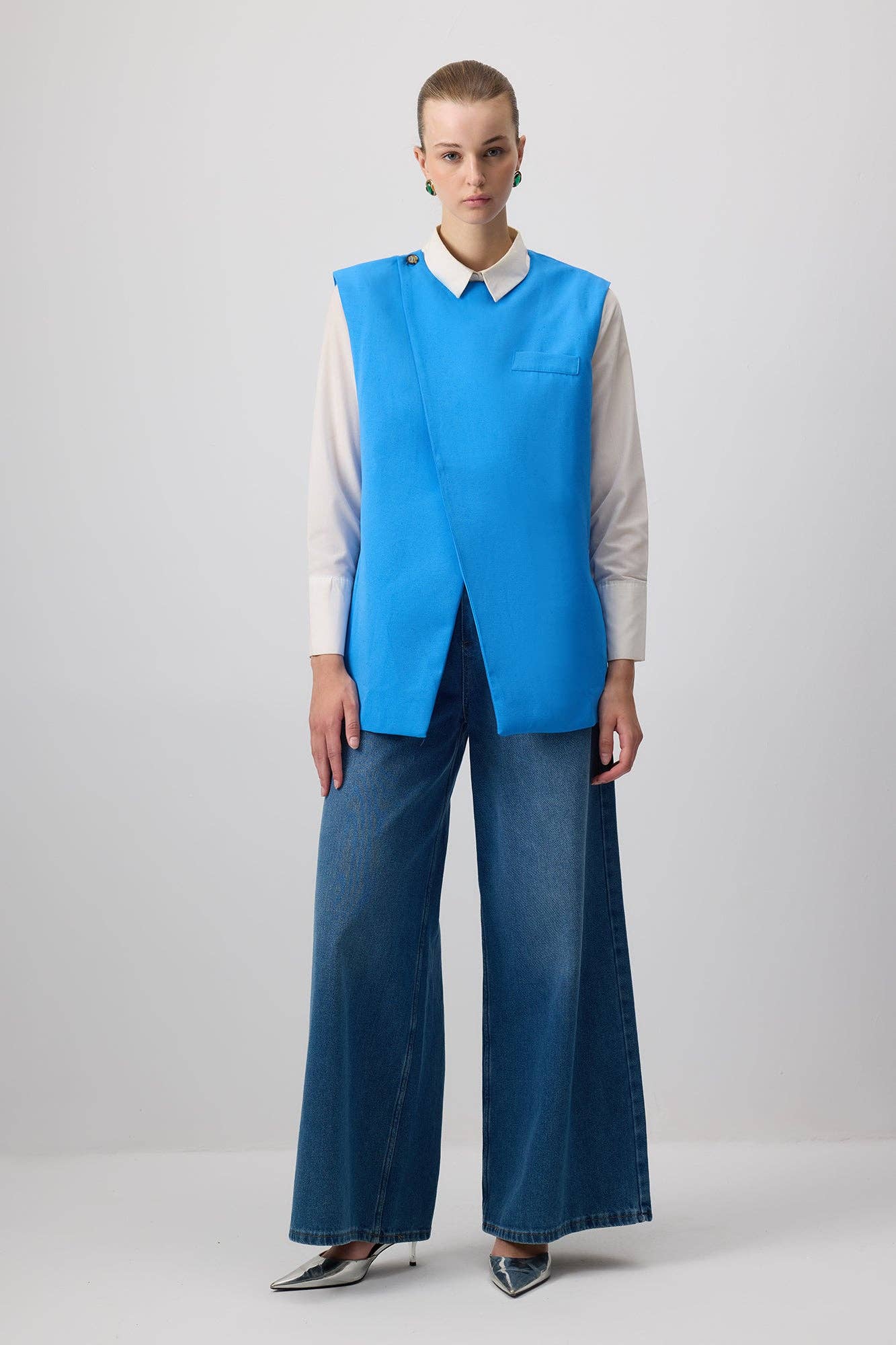 Gilet sartoriale doppiopetto in misto lino