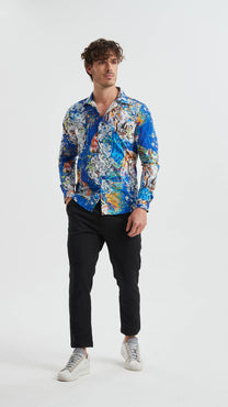 Camicia premium da uomo con stampa digitale multicolor