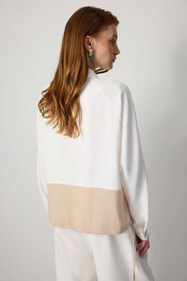 Camicia in crêpe color block