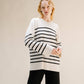 Maglione Girocollo Oversize a Righe in Misto Cashmere