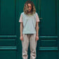 T-shirt donna color block verde menta con ricamo elefante