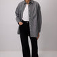 Camicia oversize a righe sottili in misto cotone