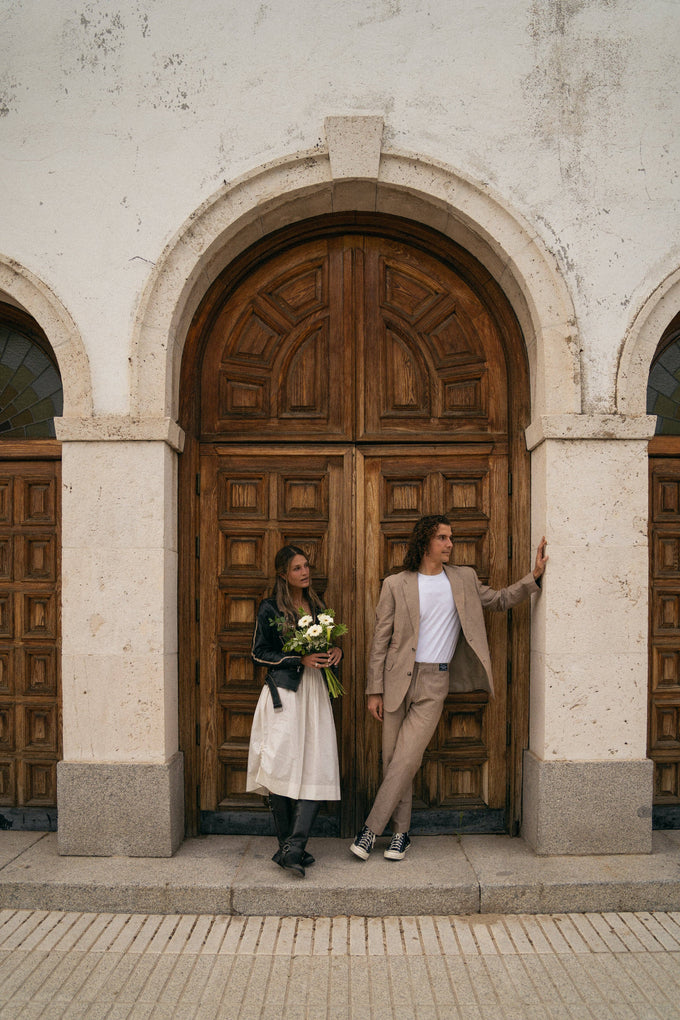 Pantaloni sartoriali in lino ricamati Dolce Creatura