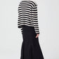 Cardigan corto a righe con bottoni dorati