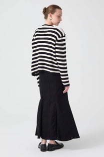 Cardigan corto a righe con bottoni dorati