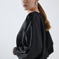 Blusa in raso con elastico in vita