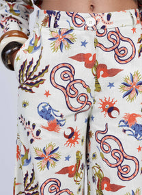 Pantaloni Rossy a fantasia écru