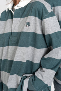 Polo rugby a maniche lunghe a righe in cotone biologico
