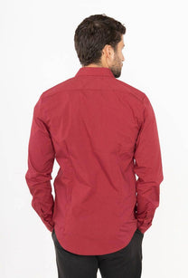 Camicia slim fit elasticizzata bordeaux da uomo