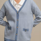 Cardigan in maglia a spina di pesce con bottoni