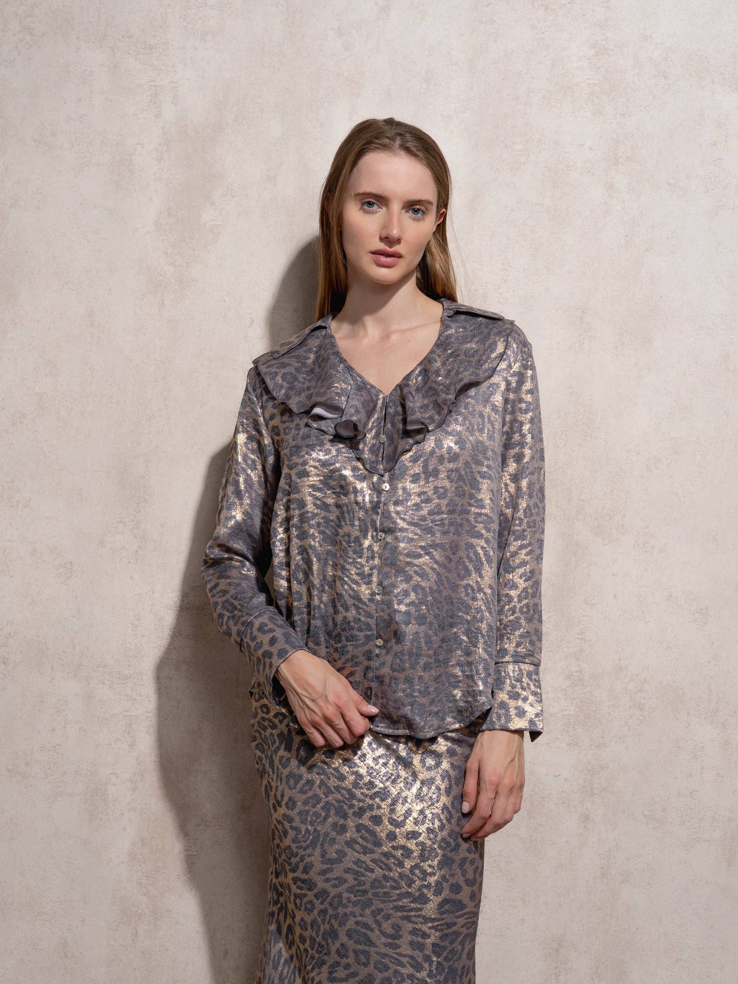 Blusa animalier in poliestere