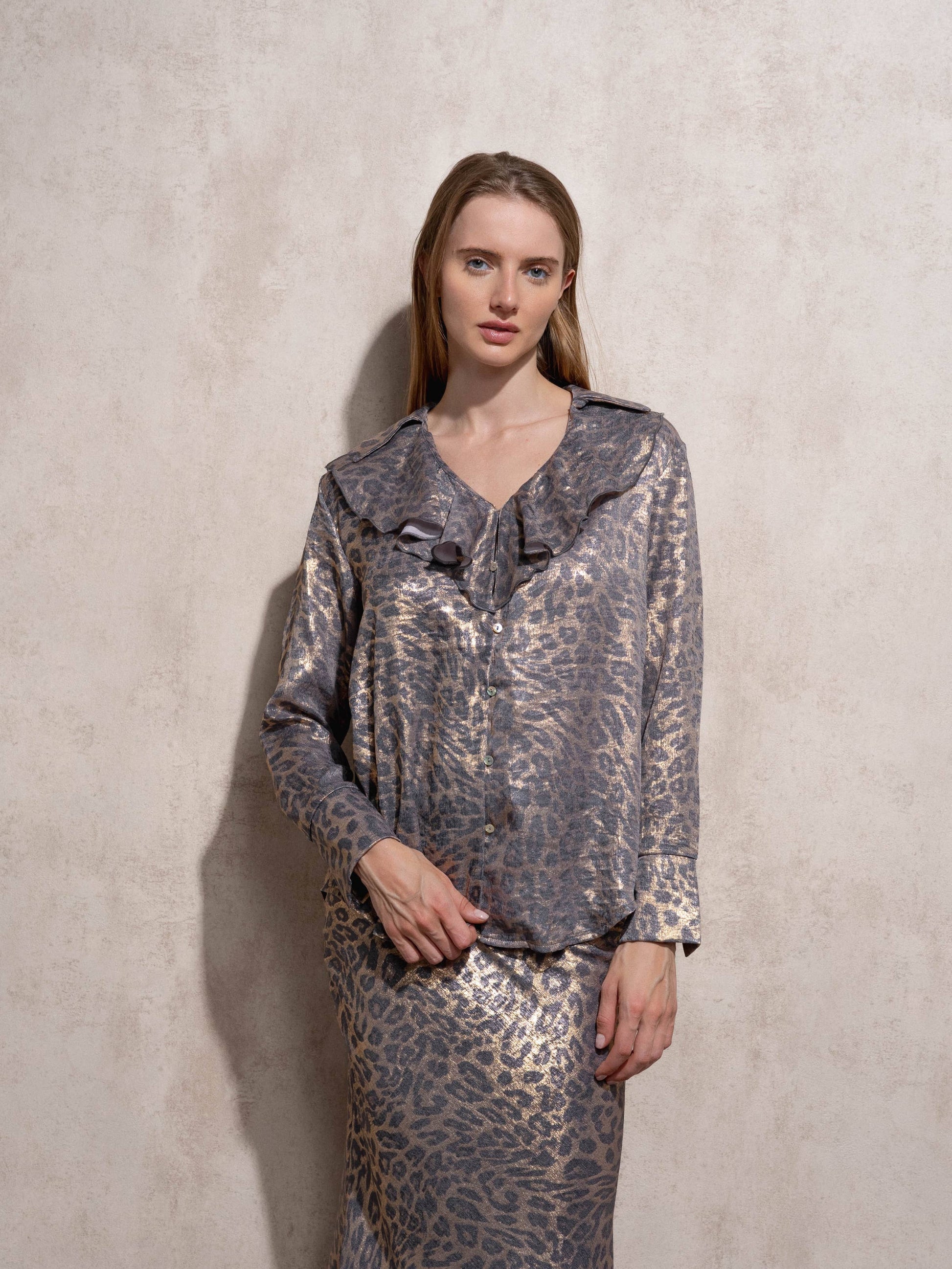 Blusa animalier in poliestere