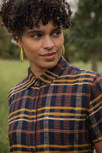Camicia a maniche corte a quadri Alba del Deserto