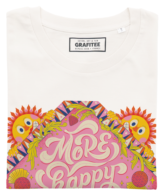 T-shirt unisex More Happy Days con grafica messaggio