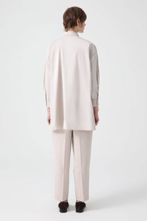 Camicia oversize a costine color pietra