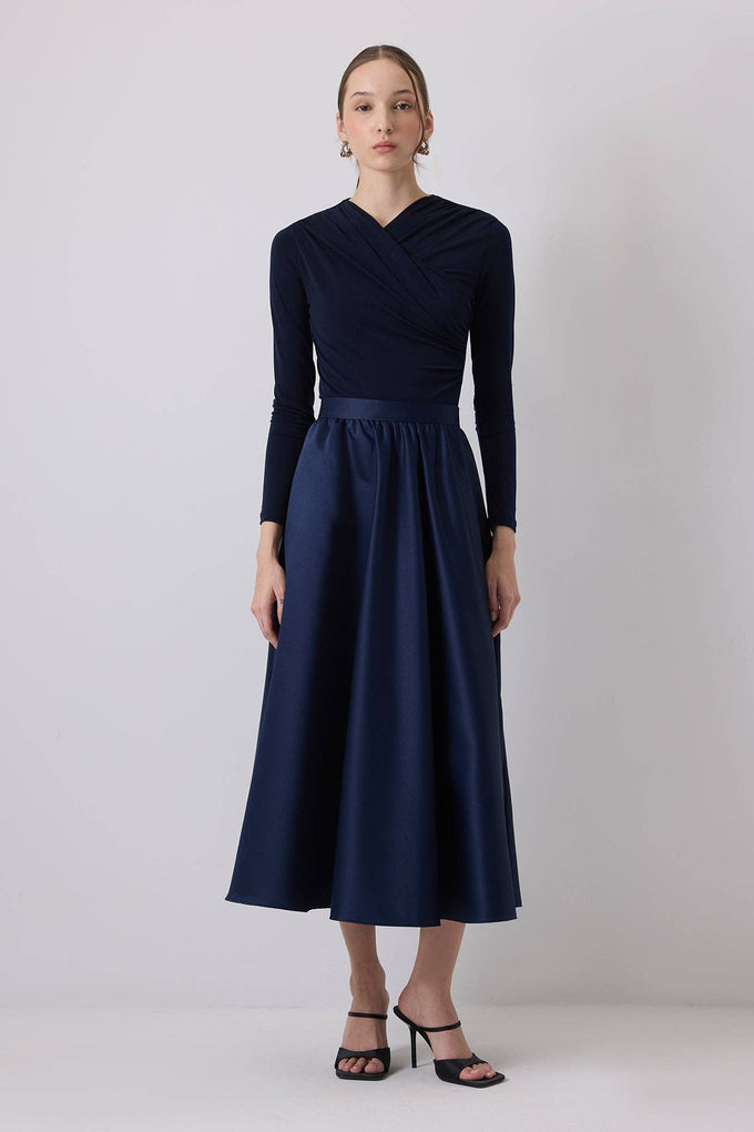 Body drappeggiato elegante blu navy