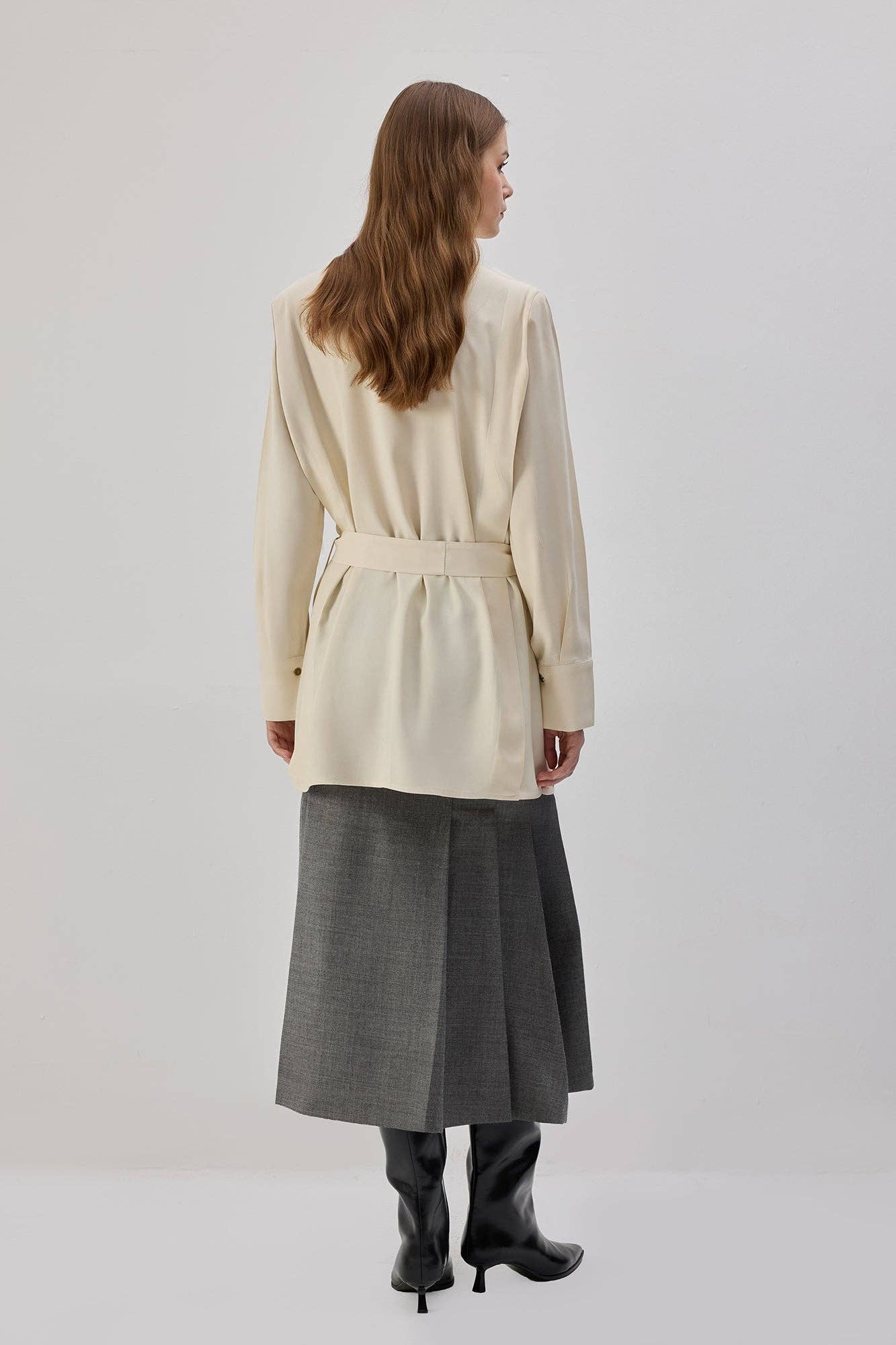 Camicia in raso con cintura