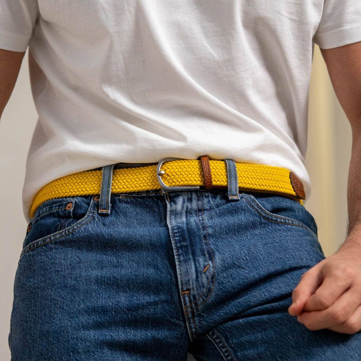 Cintura elastica intrecciata giallo imperiale