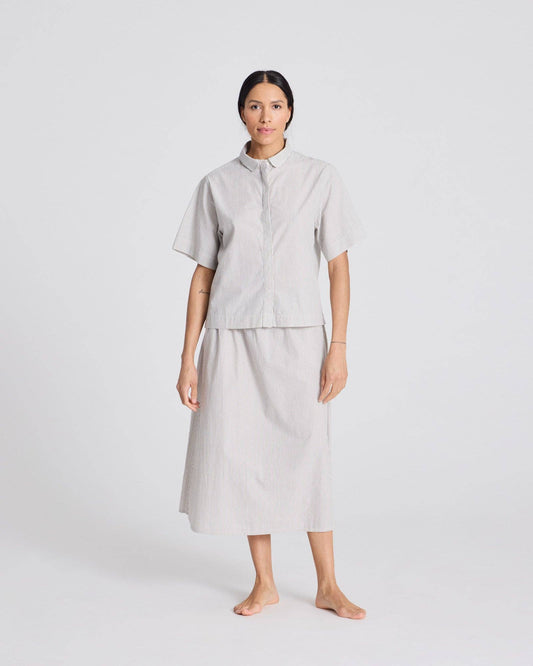 Camicia cropped Elena a righe in cotone biologico con maniche corte