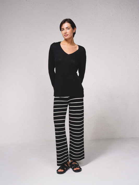 Pantaloni larghi in maglia a righe