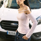 Top Metropolis con scollo off-shoulder e maniche lunghe