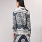 Blusa in raso stampata a taglio dritto
