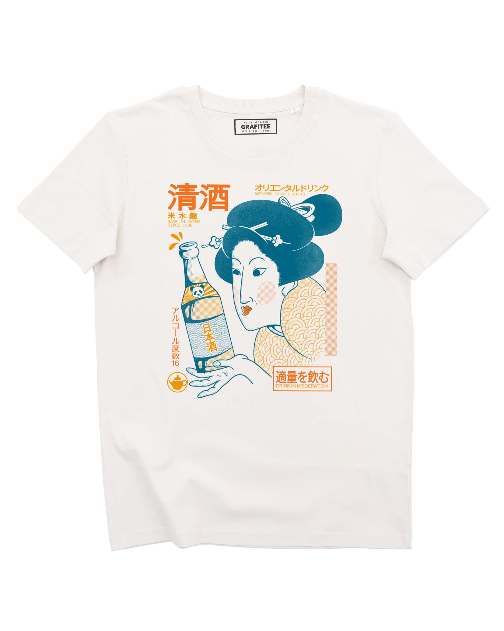 T-shirt Sake Geisha con stampa giapponese
