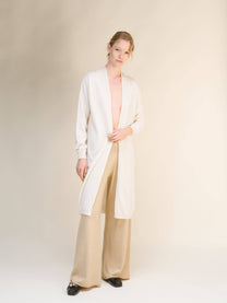 Cardigan lungo superfine in misto cashmere con maglia 3D senza cuciture