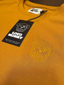 T-shirt unisex Puro Loco con ricamo Loco Monky senape