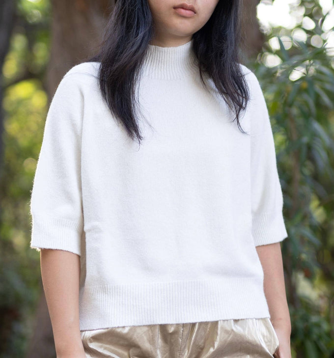 Maglione girocollo in maglia a maniche corte