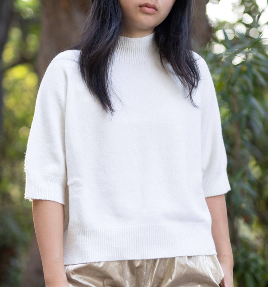 Maglione girocollo in maglia a maniche corte