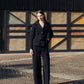 Pantaloni bootcut in lana merino