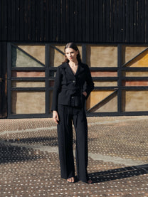 Pantaloni bootcut in lana merino