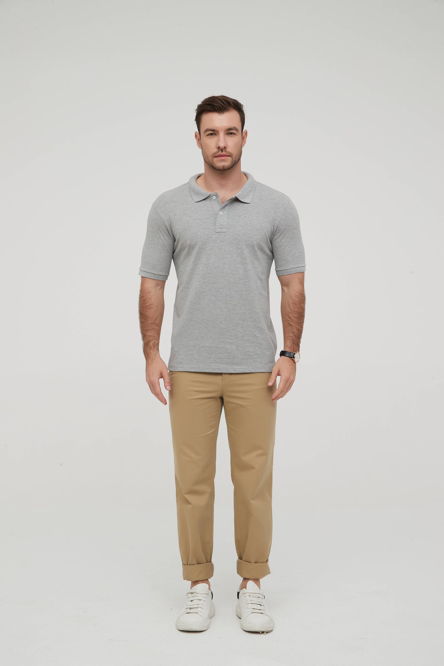Polo grigia slim fit in cotone