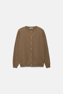 Cardigan in maglia rasata con bottoni a contrasto