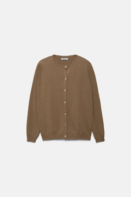 Cardigan in maglia rasata con bottoni a contrasto