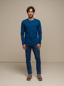 Maglia uomo girocollo a manica lunga in cotone e poliestere