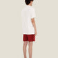 T-shirt in spugna bianca con colletto aperto