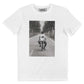T-shirt in cotone biologico con foto vintage in bianco e nero