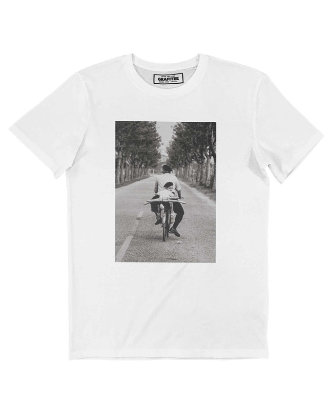 T-shirt in cotone biologico con foto vintage in bianco e nero