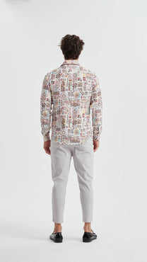 Camicia slim fit elasticizzata con stampa digitale
