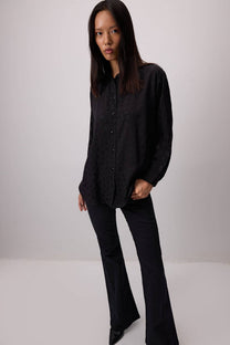 Camicia jacquard leopardata nera