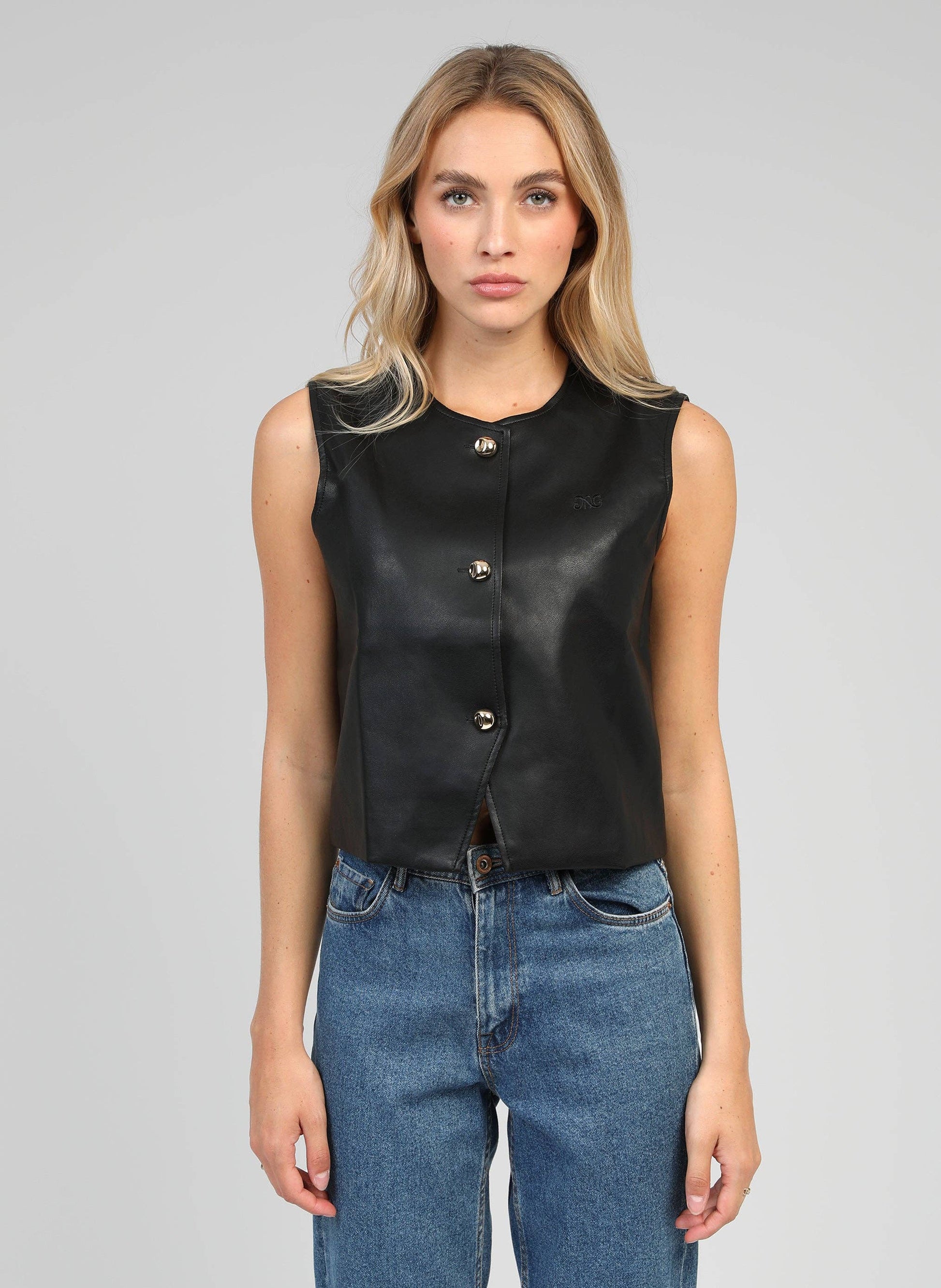 Gilet in similpelle nero Hulysse