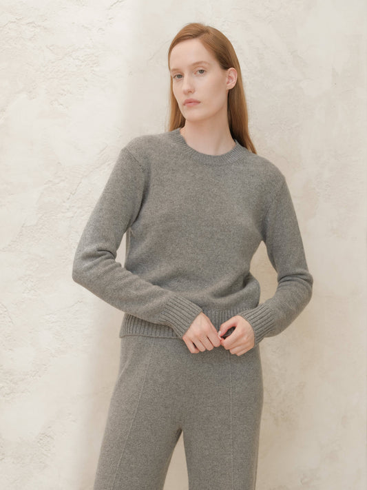 Maglione girocollo boxy in misto cashmere