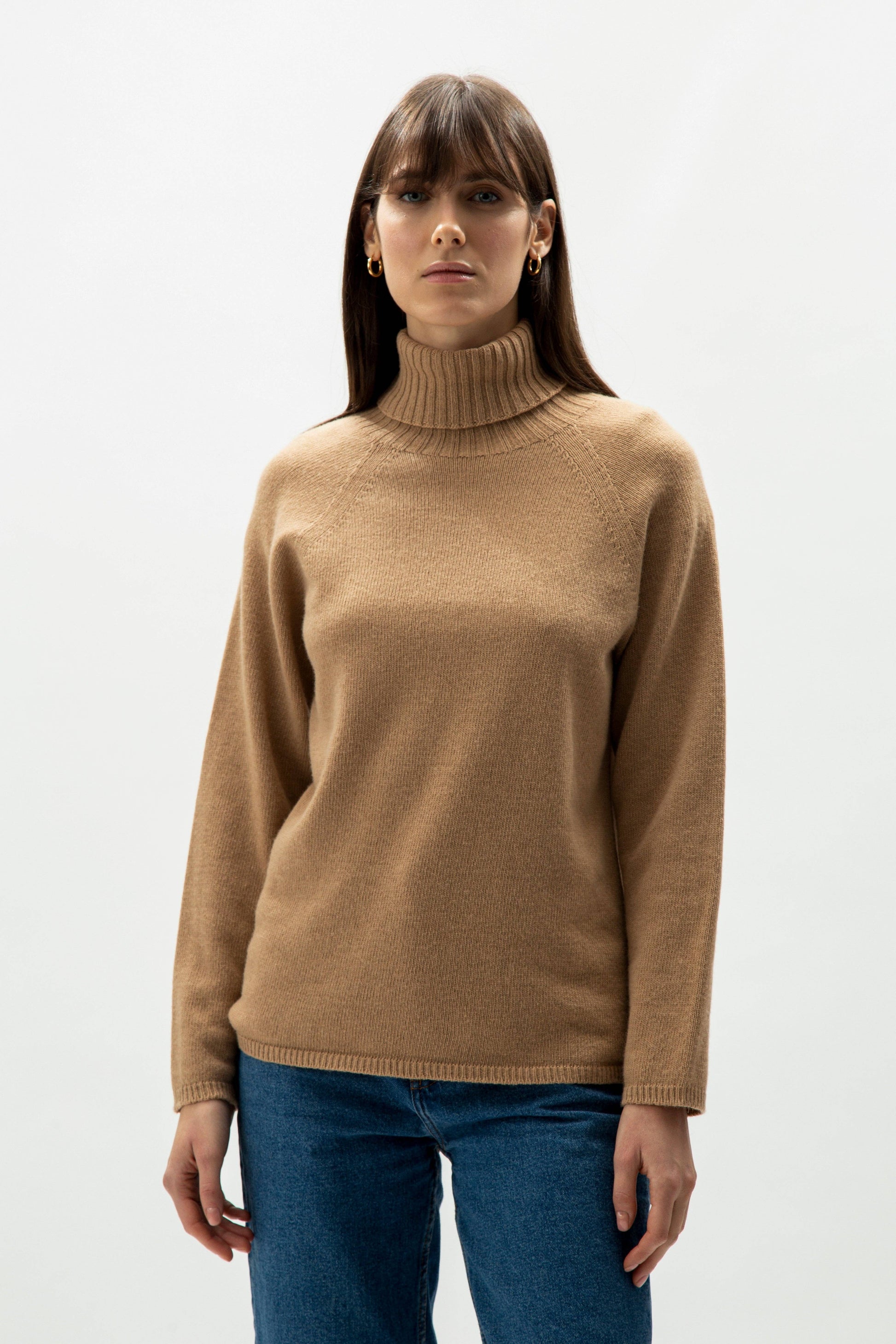 Maglione dolcevita in misto cashmere senza cuciture