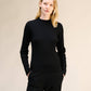 Maglione a costine con collo a lupetto in misto cashmere