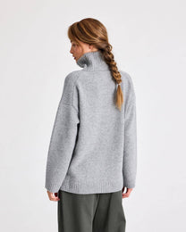 Maglione dolcevita in lana d’agnello grigio mélange