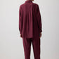 Completo con camicia a quadri e pantaloni bordeaux